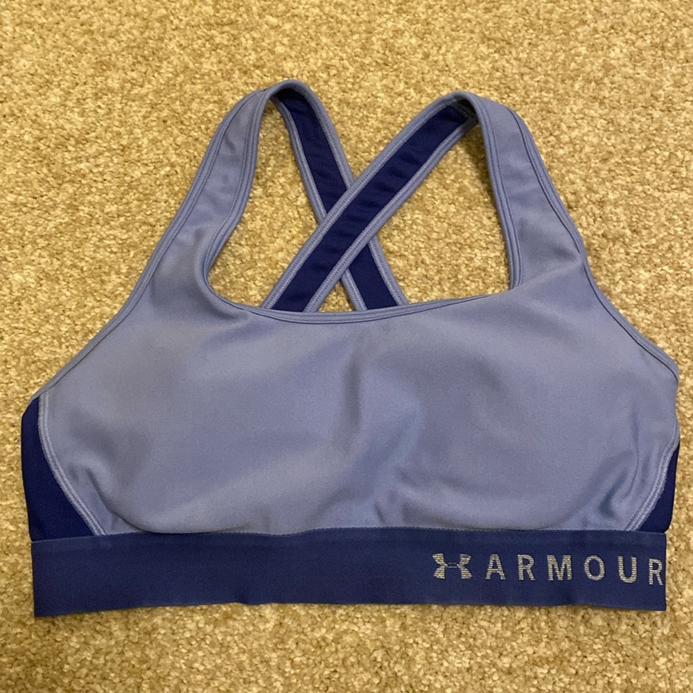 Blue and purple sports bra